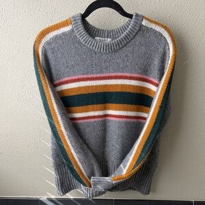 Madewell Ladies Striped Gray Sweater